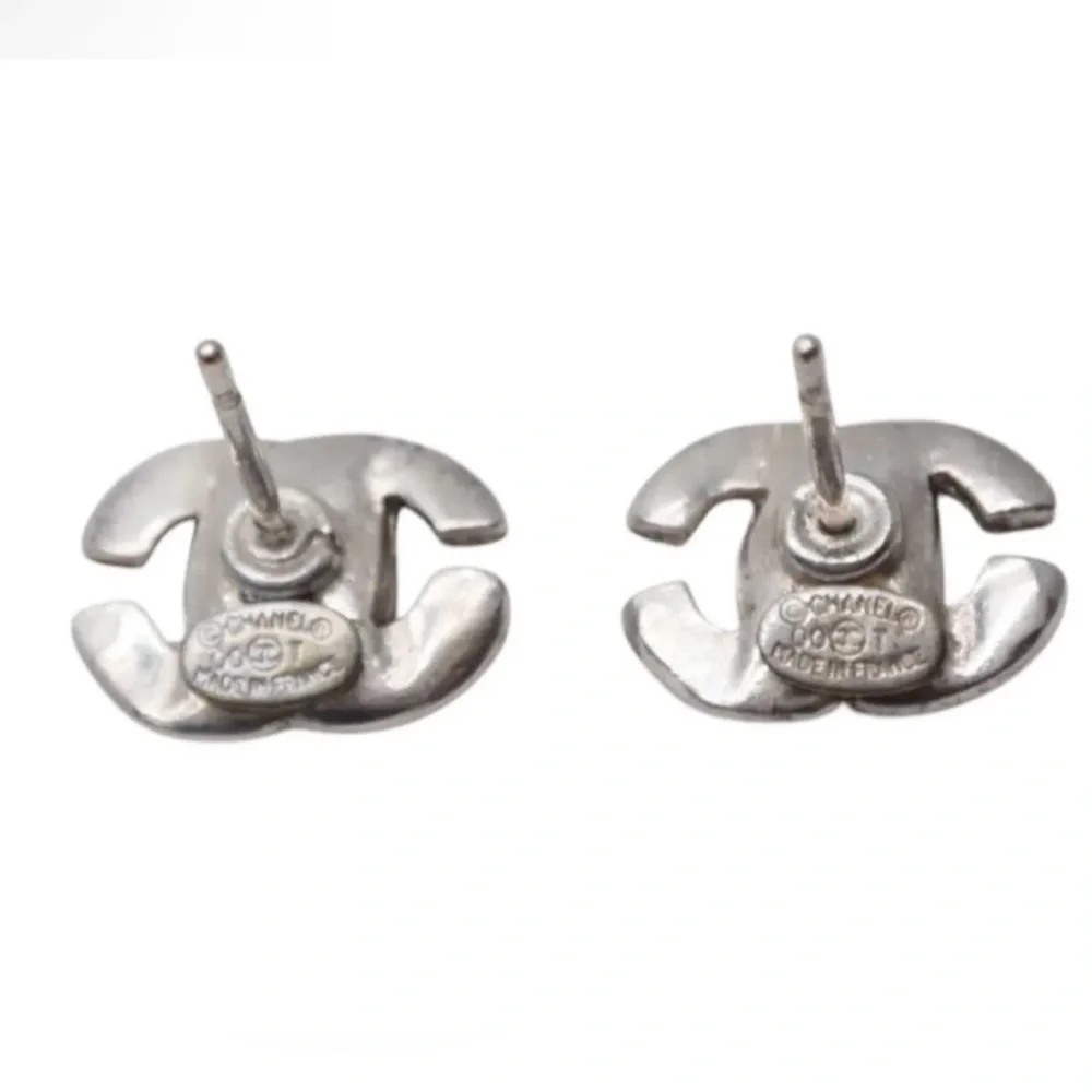 CHANEL Coco Mark Stud Earrings-Silver